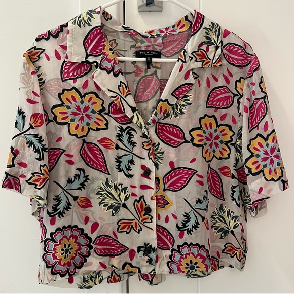 Rag & Bone Mare Cropped Floral Shirt- Size XS; Excellent Condition - Picture 1 of 8